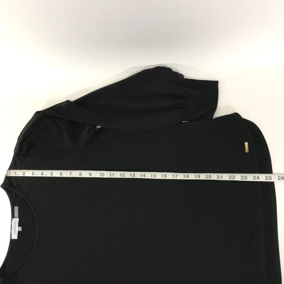 Calvin Klein Sheer Sleeve Blouse Women's Size Medium Black Stretch Career Party - Picture 8 of 12